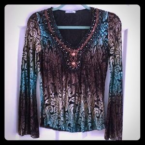 UNYX embellished velvet see through top